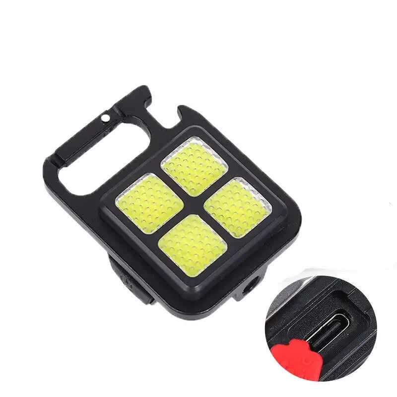 COB LED Keychain Flashlight – USB Rechargeable Camping Work Light