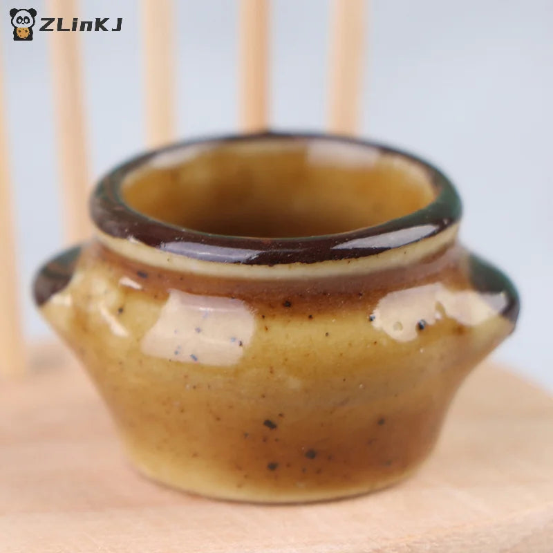 ▶1Pc 1:12 Dollhouse Ceramics Pot Bowl Tableware Vegetable Bowl Soup Bowl Kitchen Toy Zpaxo