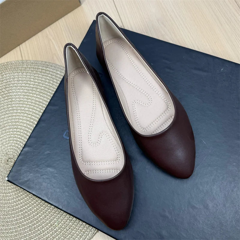 Flat Shoes for Women Spring and Autumn 2025 New Shallow Mouth Pointed Toe Boat Shoes Plus Size Women's Shoes Zapatos De Mujer Zpaxo 10 44