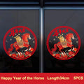 Year's Stickers Electrostatic Thickened Horse Costume Paper Cuttings Zpaxo 5PCS A