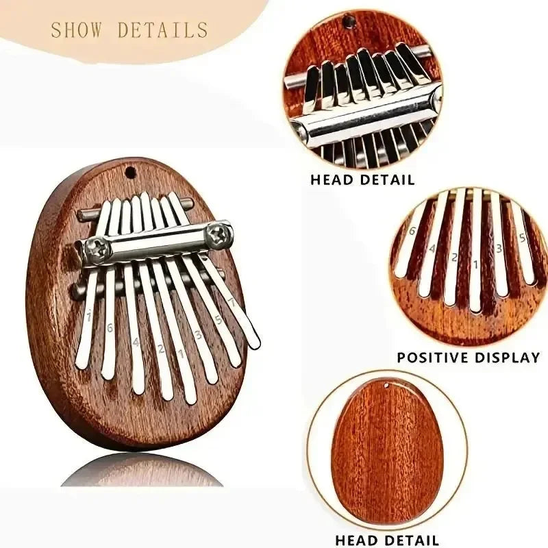 8-Key Mini Wood Kalimba Thumb Piano – Pendant Gift