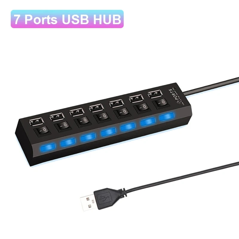 USB HUB USB 2.0 Switch USB Hub 3.0 Adapter High Speed Multi 4/7 Ports Hub USB On/Off Switch Portable USB Splitter For PC Laptops Zpaxo