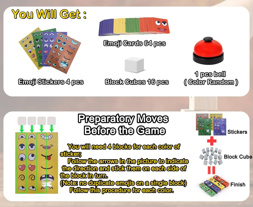 Face Changing Magic Cubes Game Expression Matching Block Puzzle Bell