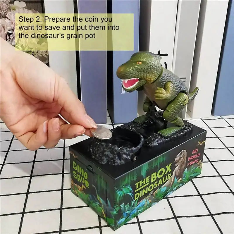 Electronic Bank Dinosaur Statue Cash Box Musical Money Boys Girls Zpaxo