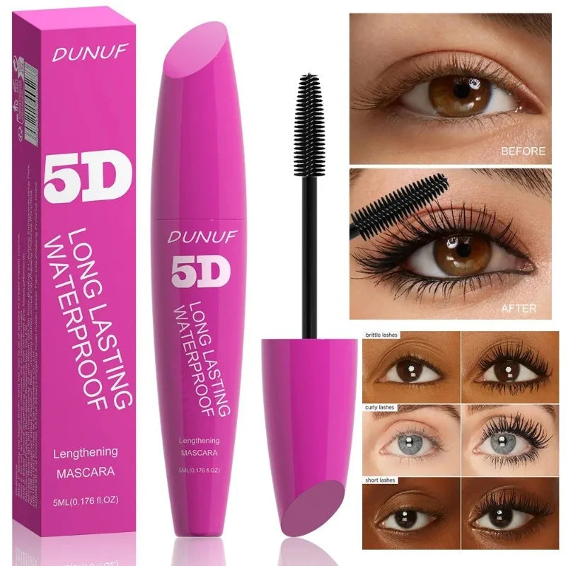5D Waterproof Curling Mascara Volumizing Lengthening Black Eyelashes