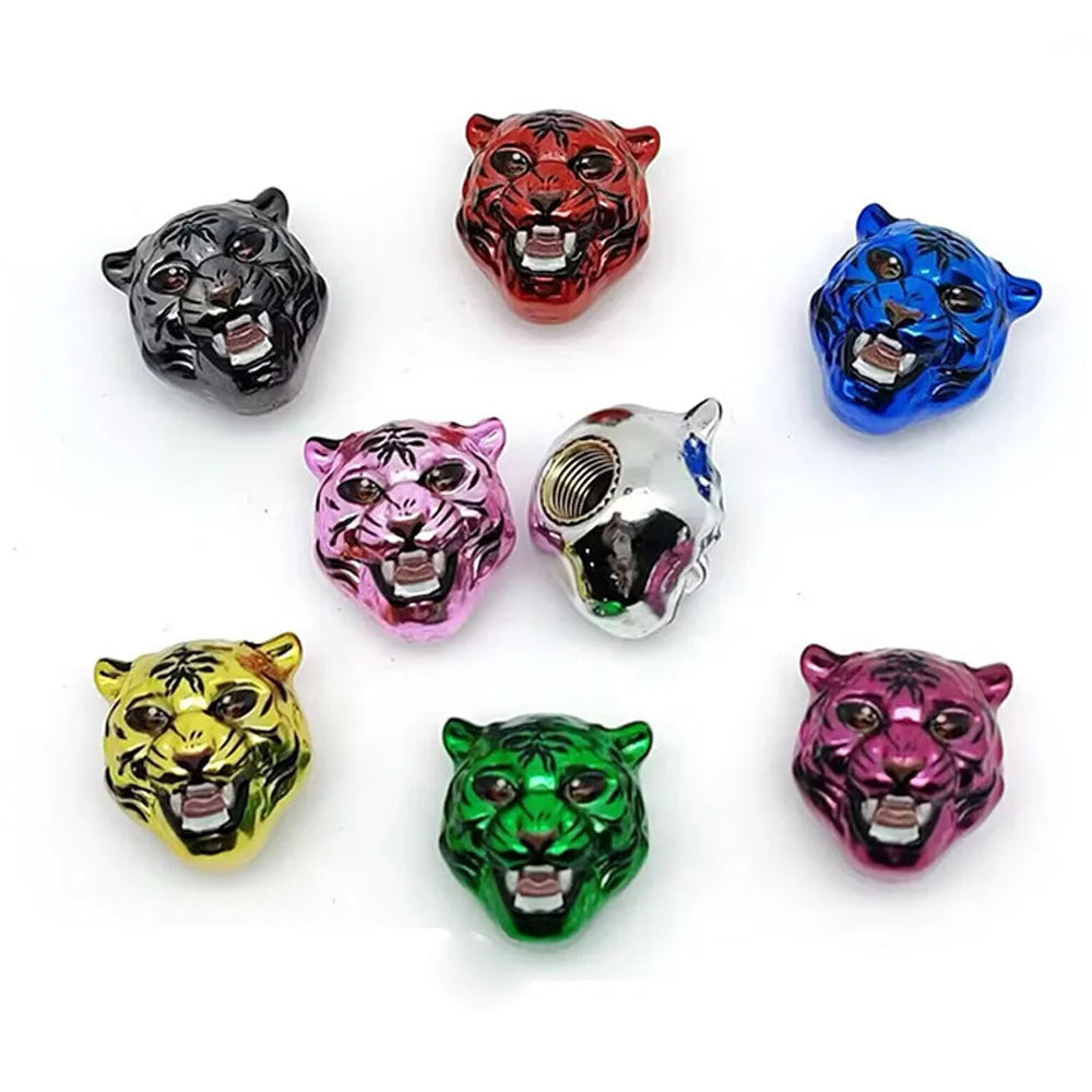 4-Pack 3D Tiger Tire Valve Stem Caps – Car, Bike & Motorcycle