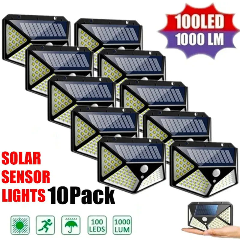 100 LED Solar Motion Sensor Wall Light – IP65 Waterproof