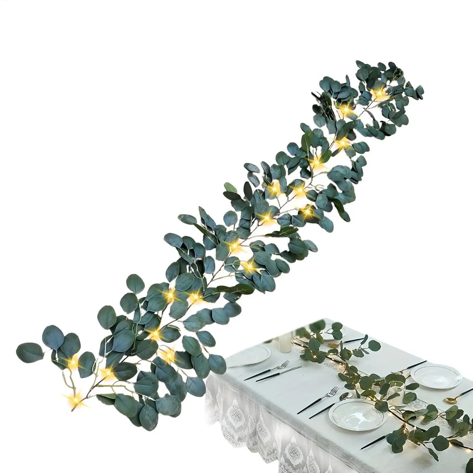 180cm LED Fairy Light Olive Vine Garland 96 LEDs Waterproof with Timer for Christmas Wedding Party Holiday Fireplace Decoration