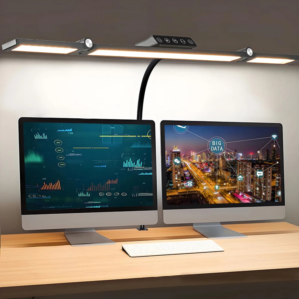24W Ultra Bright LED Desk Lamp with Clamp 3 Head Automatic Dimming Atmosphere Lighting LED Table Lamps for Office Computer Dest Zpaxo
