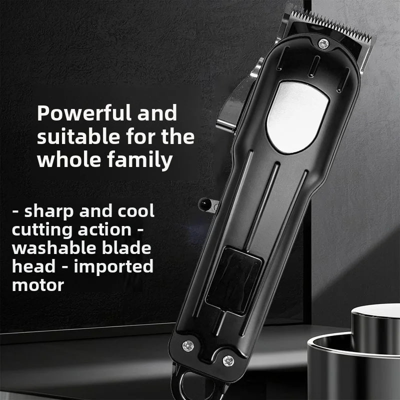 LCD Digital Electric Push Scissors Home Use Men's Haircutting Shaver