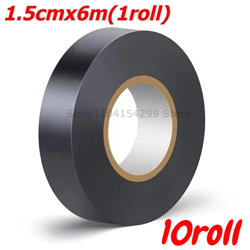 Electrical Tape Insulating Tape Black Electric Adhesive High-temperature Resistant Durable Soft Electrical Insulation Tape Zpaxo 10roll (60m)