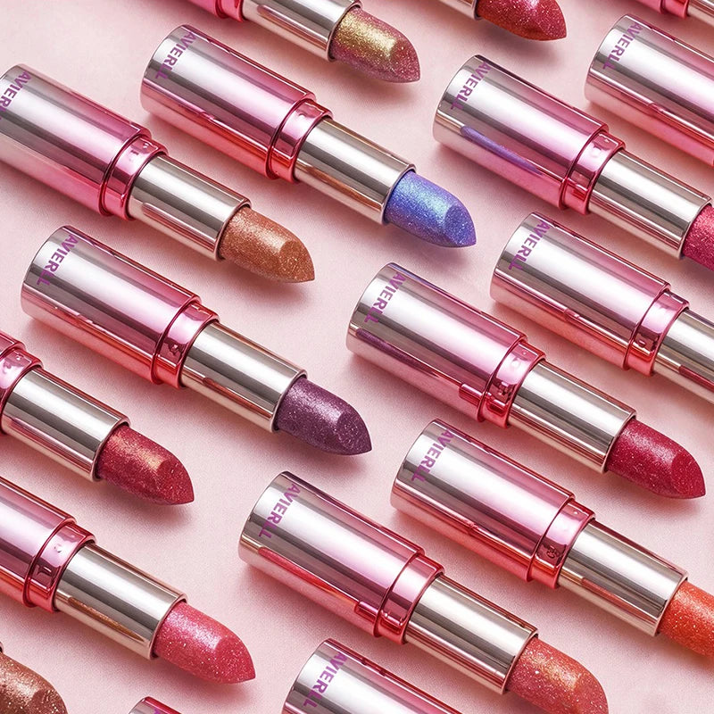1PC Metallic Violet Chameleon Lipstick Pearlescent Glitter Diamond Lipstick Long Waterproof Pearl Shine Lip Gloss Sexy Makeup Zpaxo