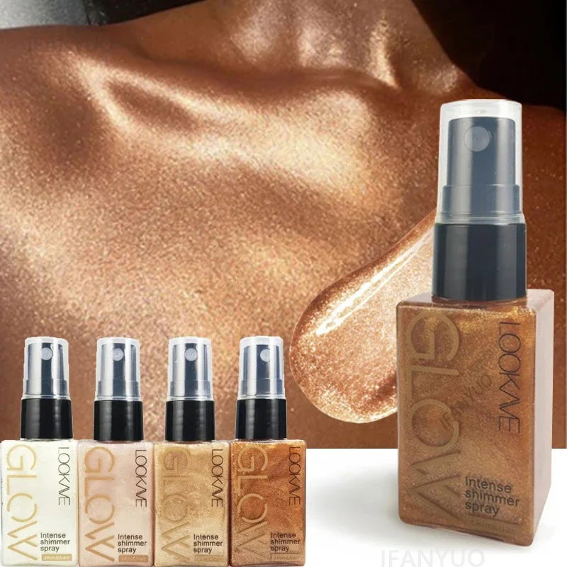 Pearlescent Glitter Spray Shimmer Oil Lasting Shine Gold Bronze