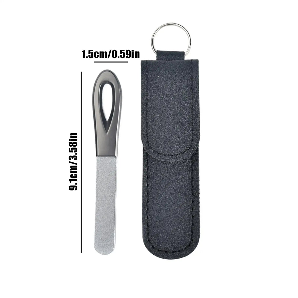 Metal Nail Files Women Double-sided Portable Tool Keychain Case File