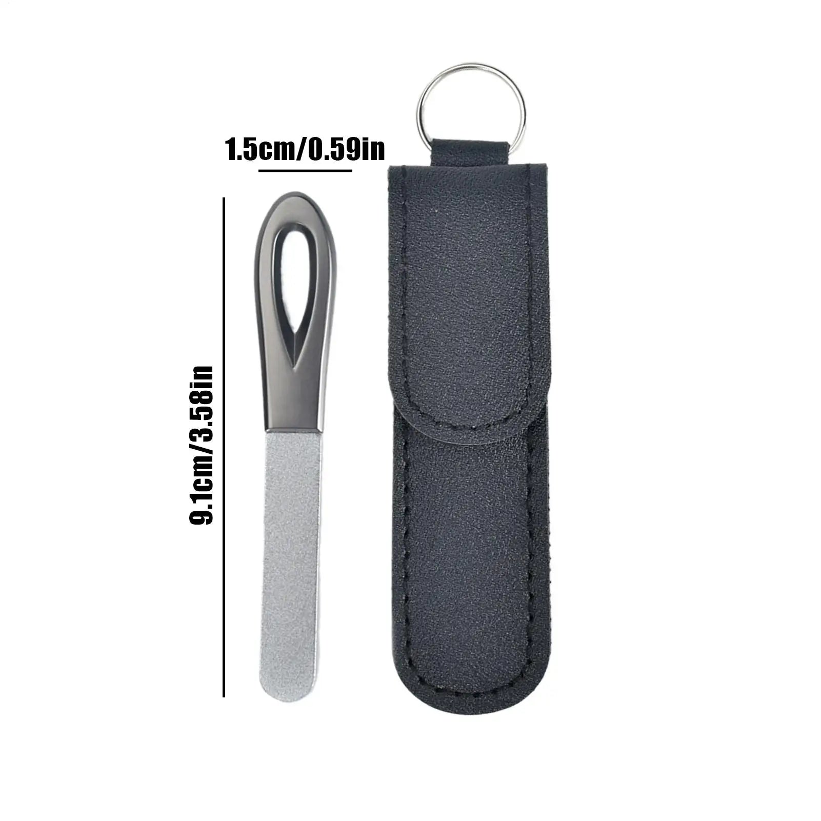 Metal Nail Files Women Double-sided Portable Tool Keychain Case File