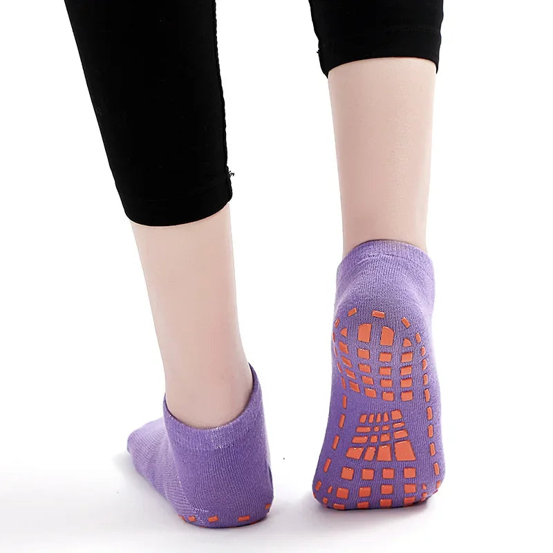 Indoor Yoga Pilates Trampoline Women's Socks Adult/Children Silicone Non Slip Cotton Socks Floor Foot Massage Ankle Socks Zpaxo purple M 30-34