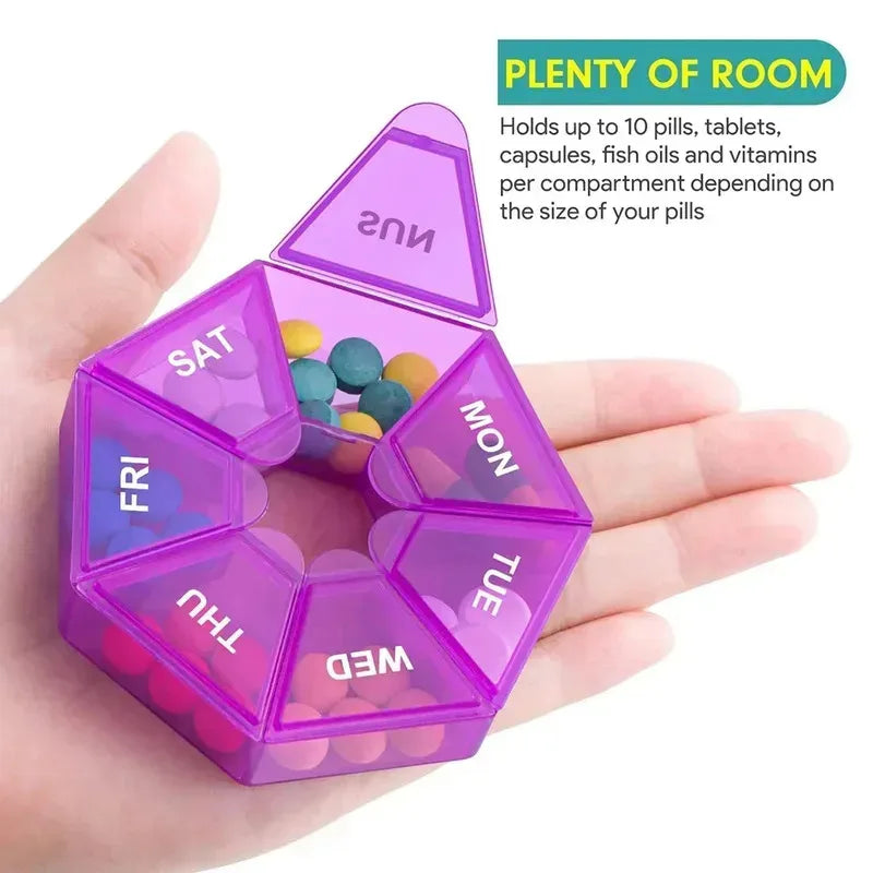 7-Day Portable Pill Organizer – Weekly Medicine Case | 3-Pack