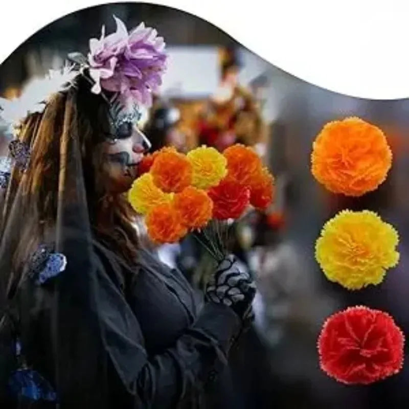 2025 Artificial Marigold Flowers Halloween Silk Birthday Party Diwali