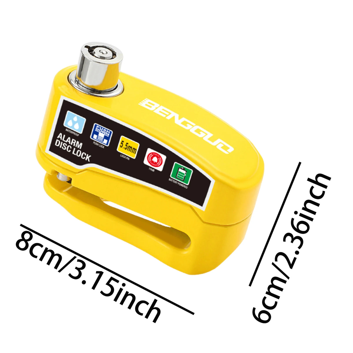 Motorcycle Disc Block Alarm Lock Wheel Brake Key Moto Scooter Bicycle Zpaxo YELLOW