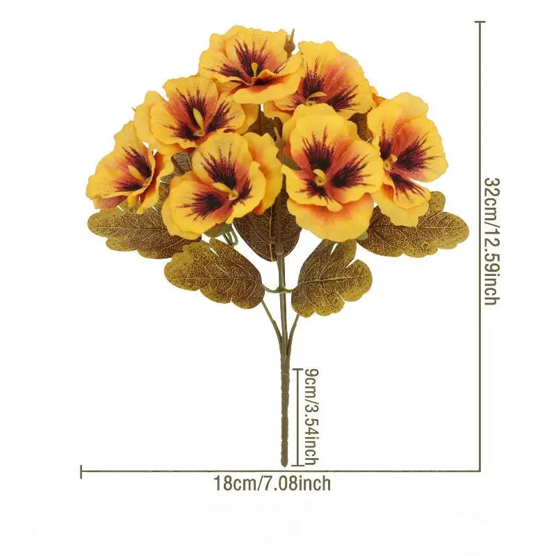 Artificial Pansy Flowers Silk Rose Bouquet Realistic DIY Simulated