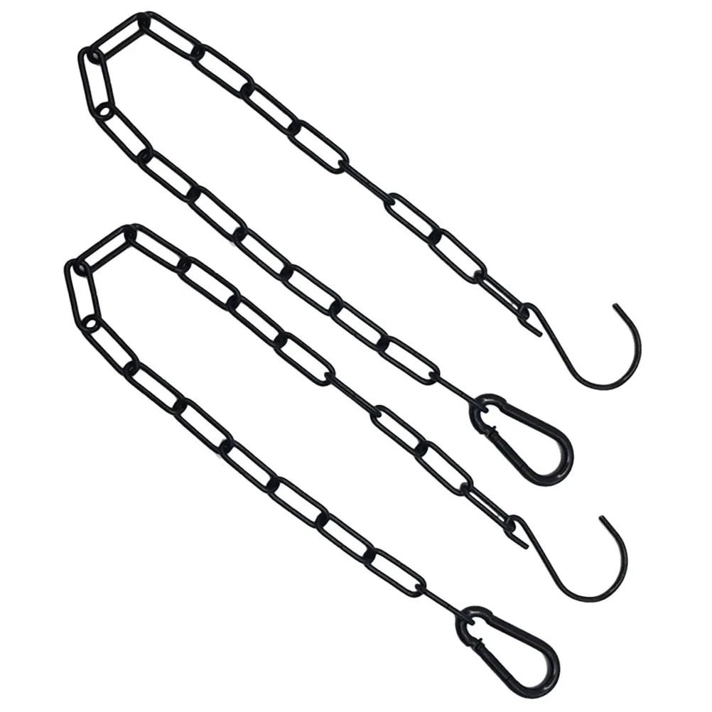 2Sets Heavy Duty Iron Hanging Chain Black Coated Adjustable Hooks