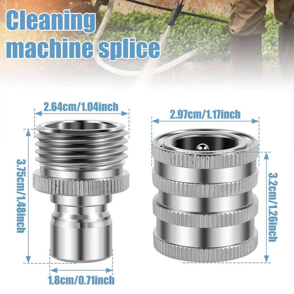 4Pcs Thread Tap Coupling Stainless Steel Garden Hose Quick Connector Water Hose Fitting 3/4inch Pressure Washer Pump Adapter Zpaxo