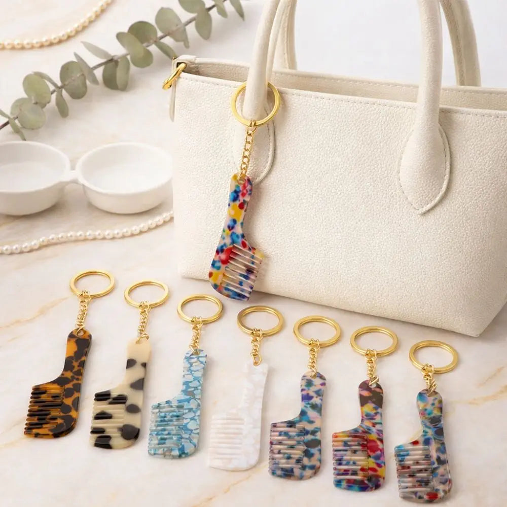Cute Small Comb Keychain Portable Colorful Pocket Detangling Brush Zpaxo