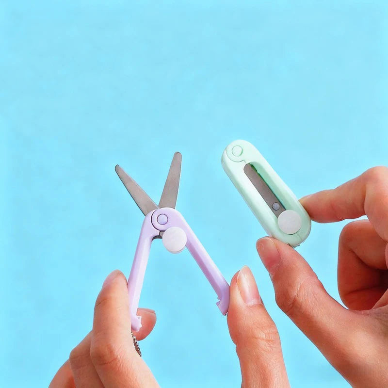 Morandi Portable Mini Scissors Creative Extendable and Foldable Mini Scissors Multi-functional Safe and Cute Little Scissors Zpaxo