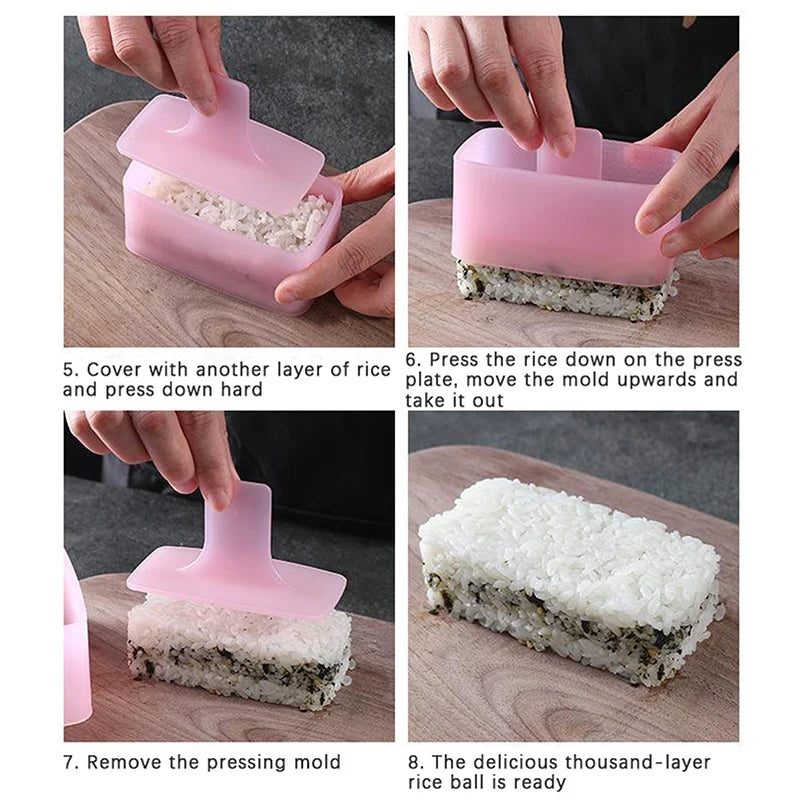 1Set DIY Sushi Mold Maker New Food Press Non Stick Rectangular Sushi Kit Japanese Tools Kitchen Bento Onigiri Rice Ball Set Zpaxo