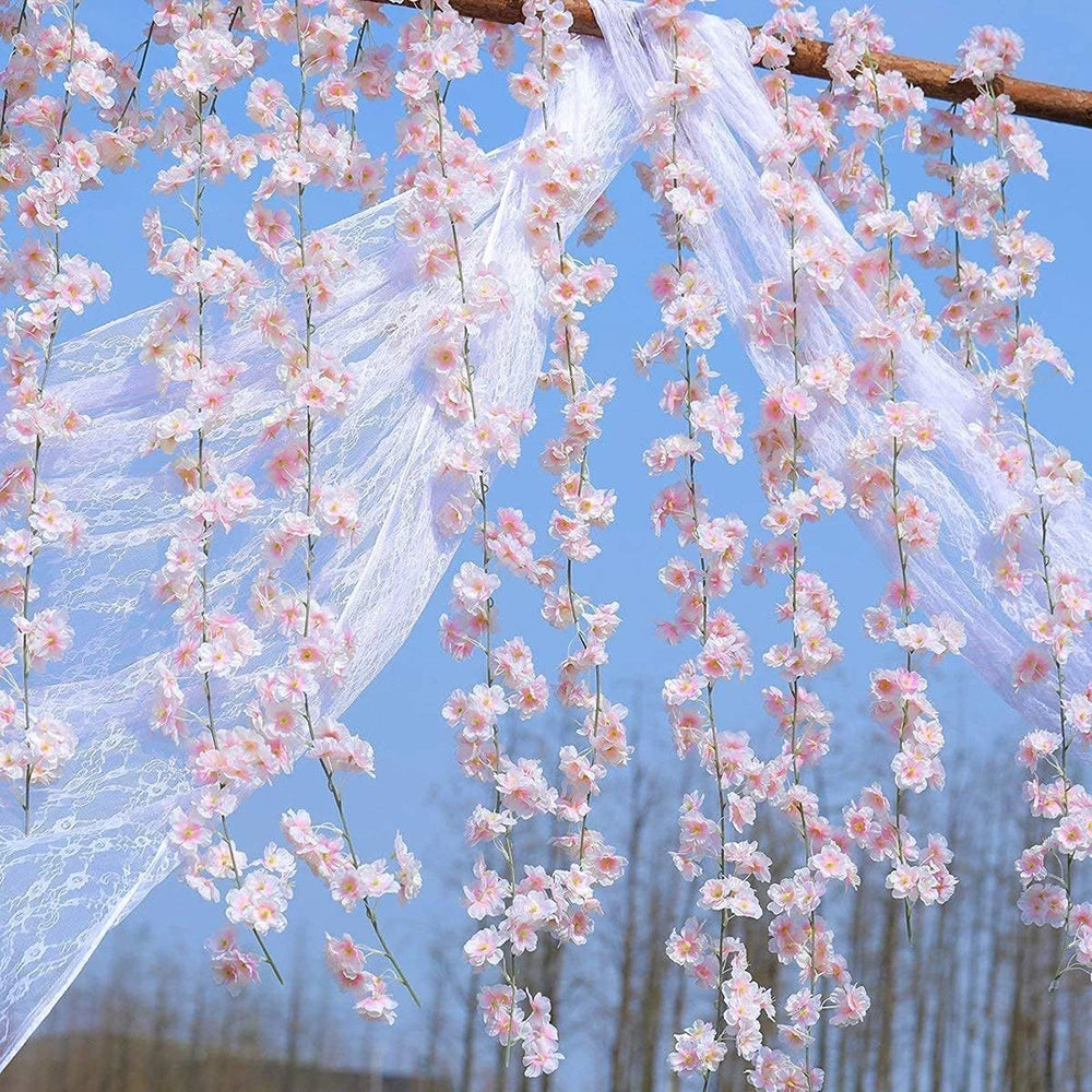 Artificial Sakura Flowers Vine Fake Flower Cherry Blossom Garland
