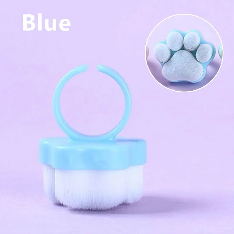 1- Cat's Paw Manicure Dust Clean Brush Finger Ring Duster Soft Hair Zpaxo 1PC Bule