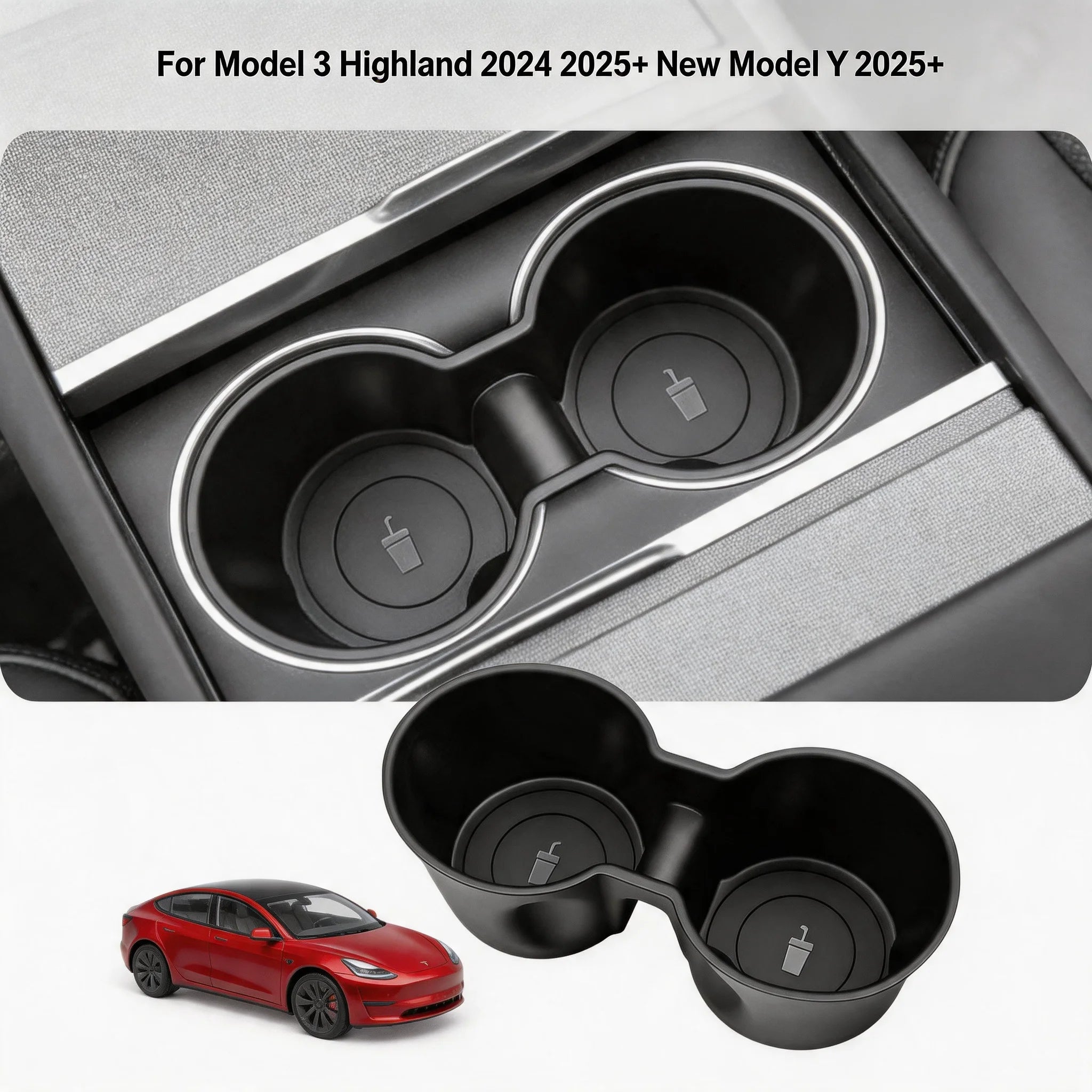 Tesla Model 3 & Model Y Cup Holder Coaster Mat – TPE Liner