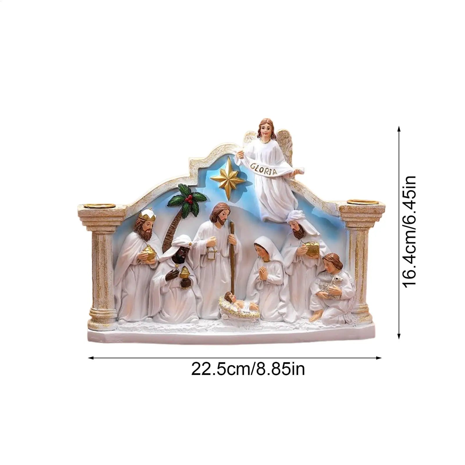 Nativity Advent Candle Holder Christmas Candlestick Decorations Resin