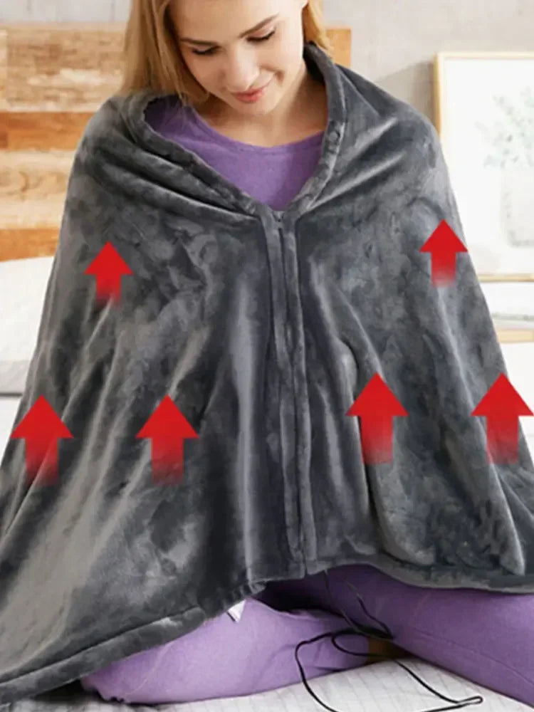 USB Electric Heated Blanket – 3 Heat Levels Wearable Fleece Throw Heated Lap Blanket Zpaxo