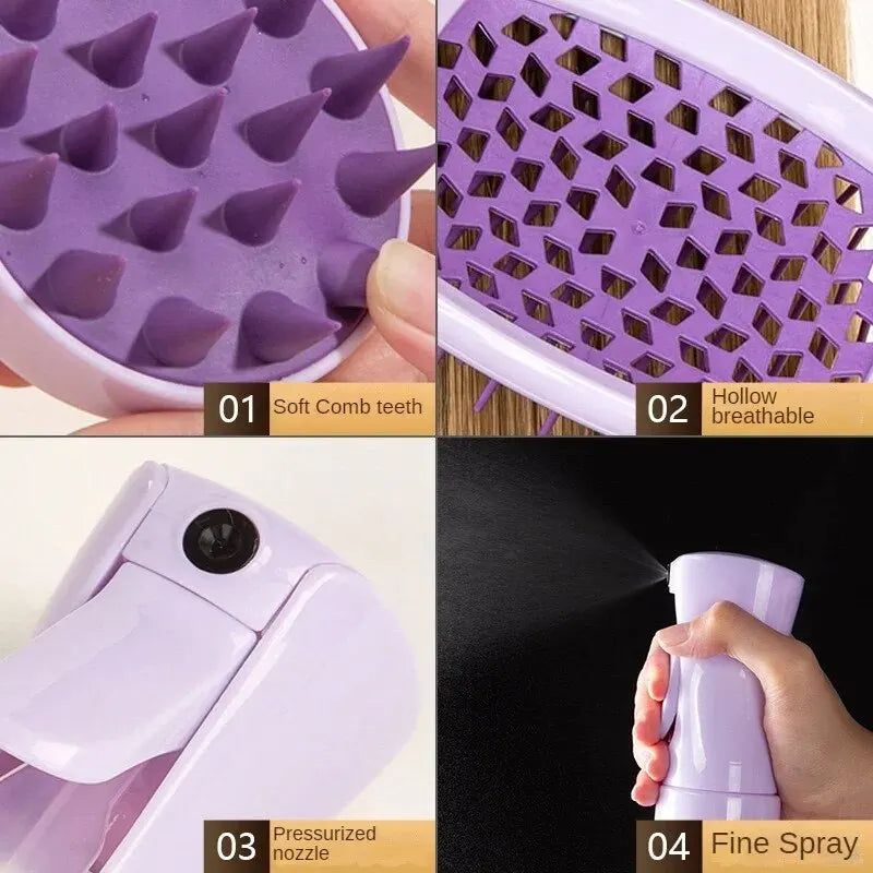 Shampoo Brush Scalp Massage Spray Bottle Dispenser Bottle Hollow Comb Styling Comb Hair Set Zpaxo