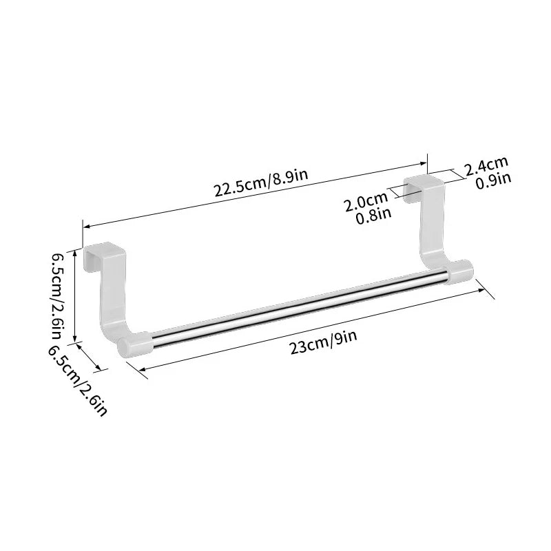 Towel Rack Over Door Stainless Steel Towel Bar Storage Organizer Bathroom Kitchen Cabinet Door Hanging Towel Rack Zpaxo Silver 23cm