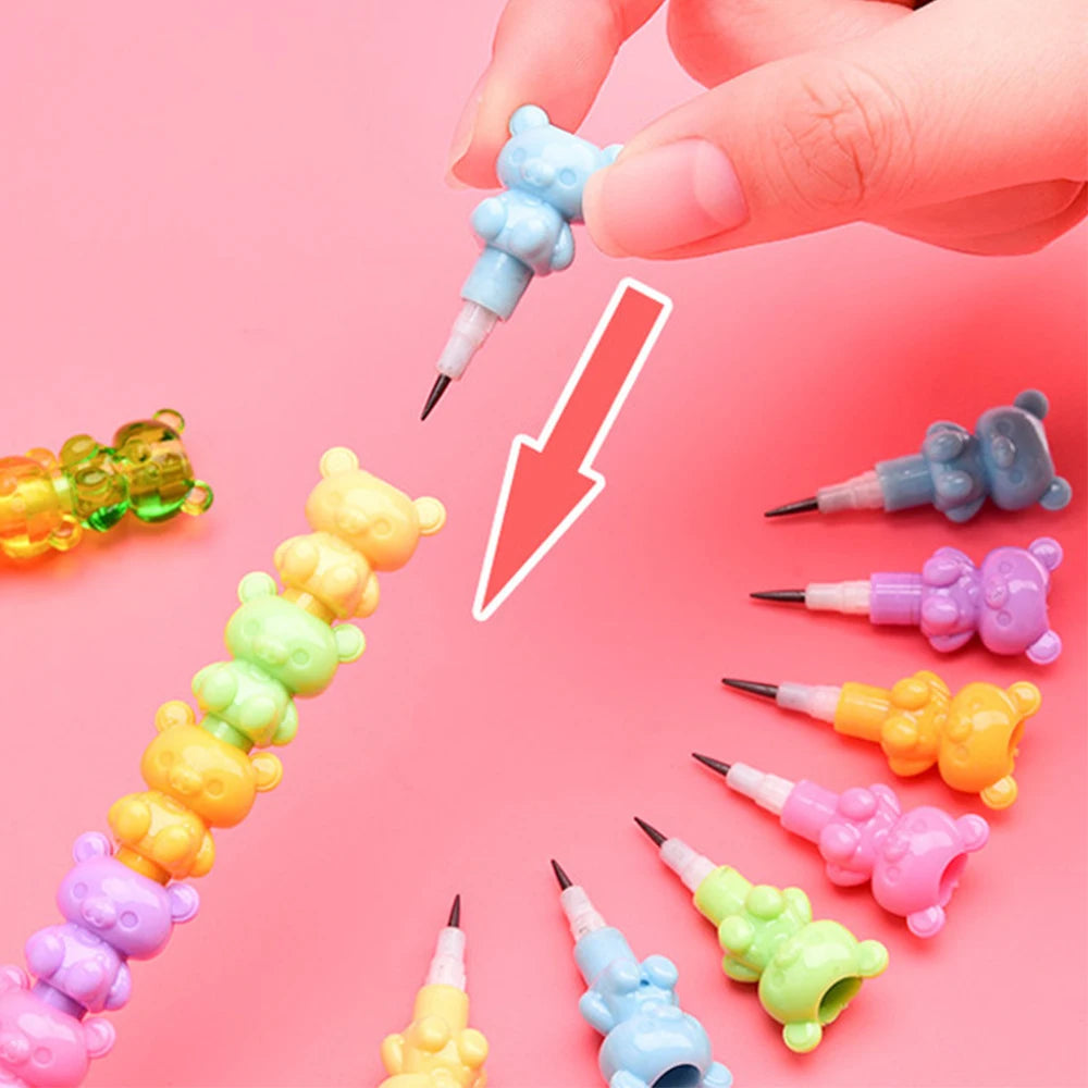 2Pcs/set Kawaii Stackable Pencils Non-Sharpening HB Pencils Cartoon Japanese Stationery Children Student Prize Gift Zpaxo