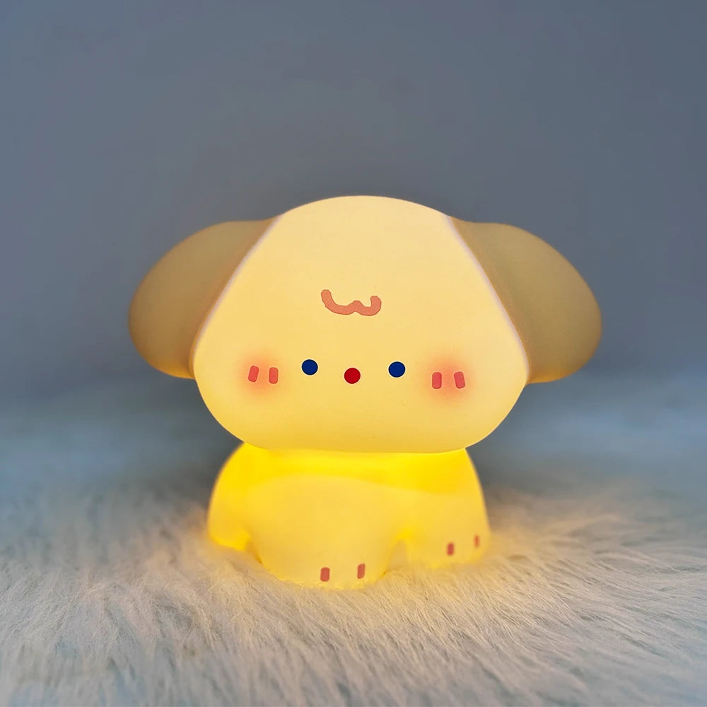 Squishy Dog Night Light With 3 Brightness Adjustable Nursery Nightlight Novelty Rechargeable Silicone Touch Bedside Lamp Zpaxo Dog