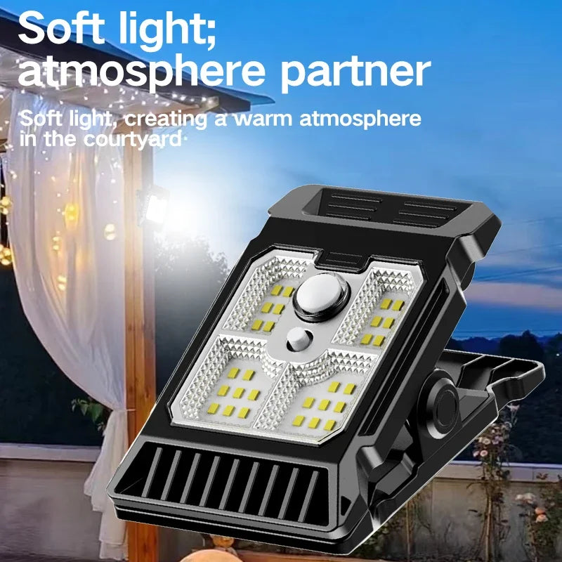 Solar Motion Sensor Clip Light – IP65 Waterproof LED Garden Lamp