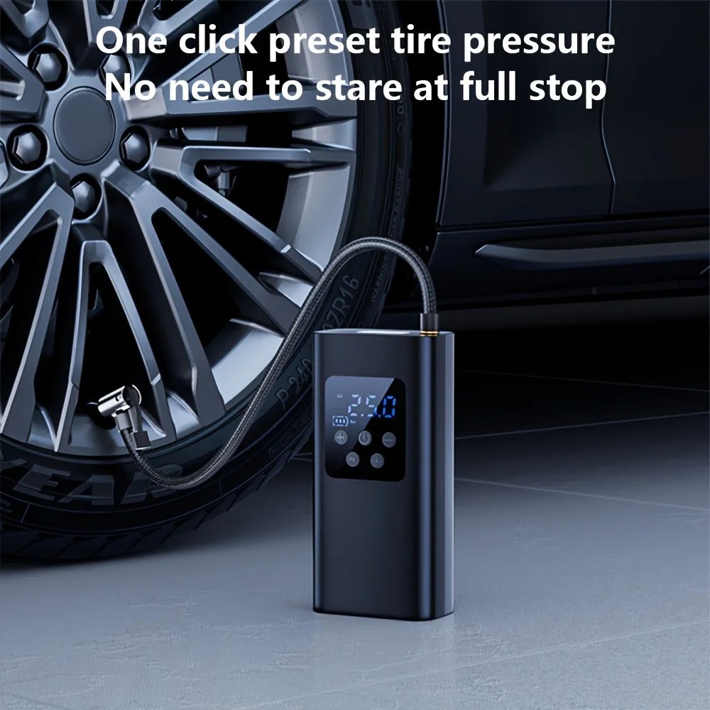 Digital Display Portable Air Compressor, Tire Inflator,Wireless Smart One-Button Quick Inflator with LED Light,Suitable for Cars Zpaxo