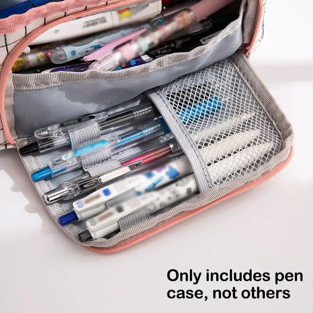 Canvas Triangle Stationery Box,Large Capacity Portable Pencil Pouch Student Stationery Organizer Storage Bag Zpaxo