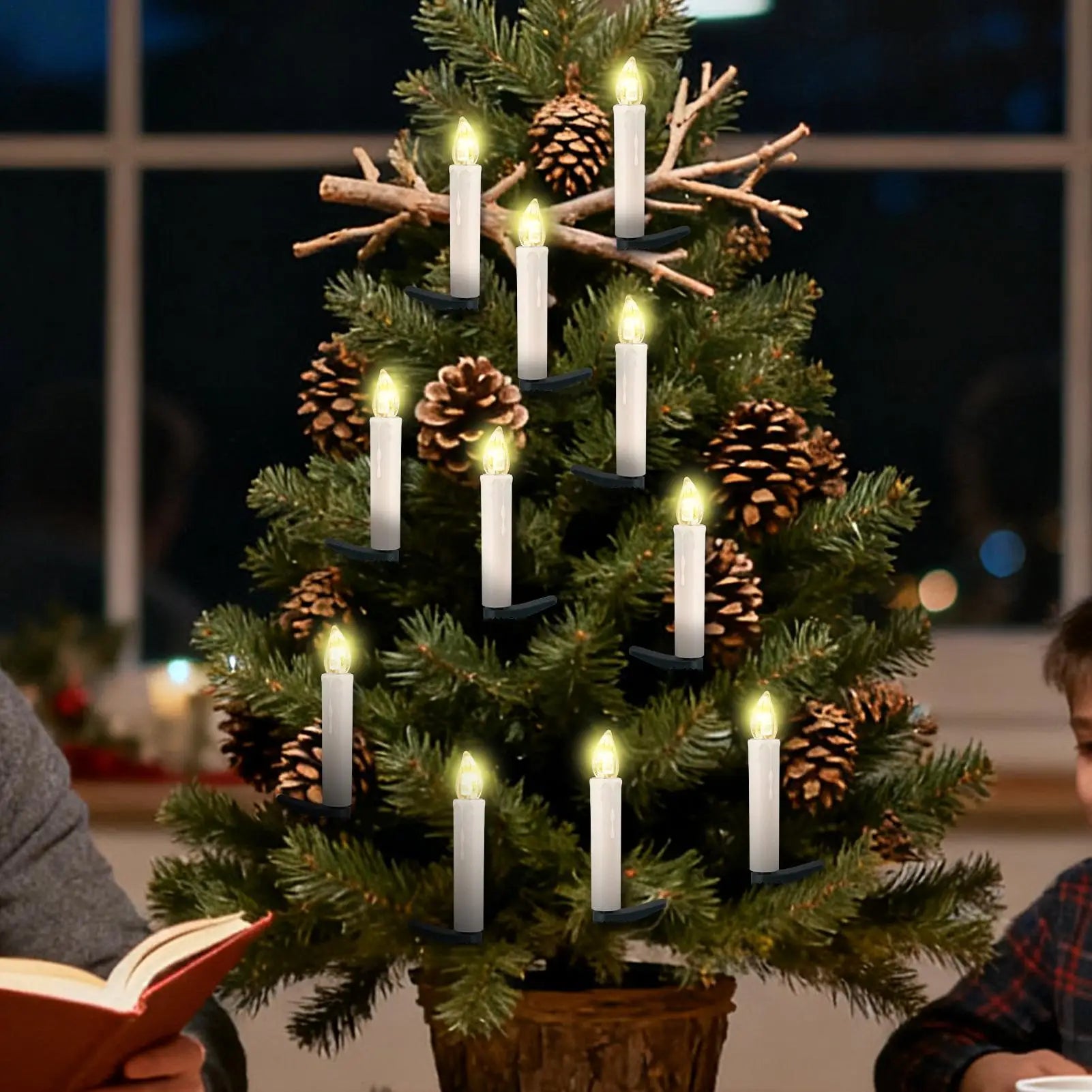Candle Ornaments Taper LED Home Decor Remote 10 Christmas Tree