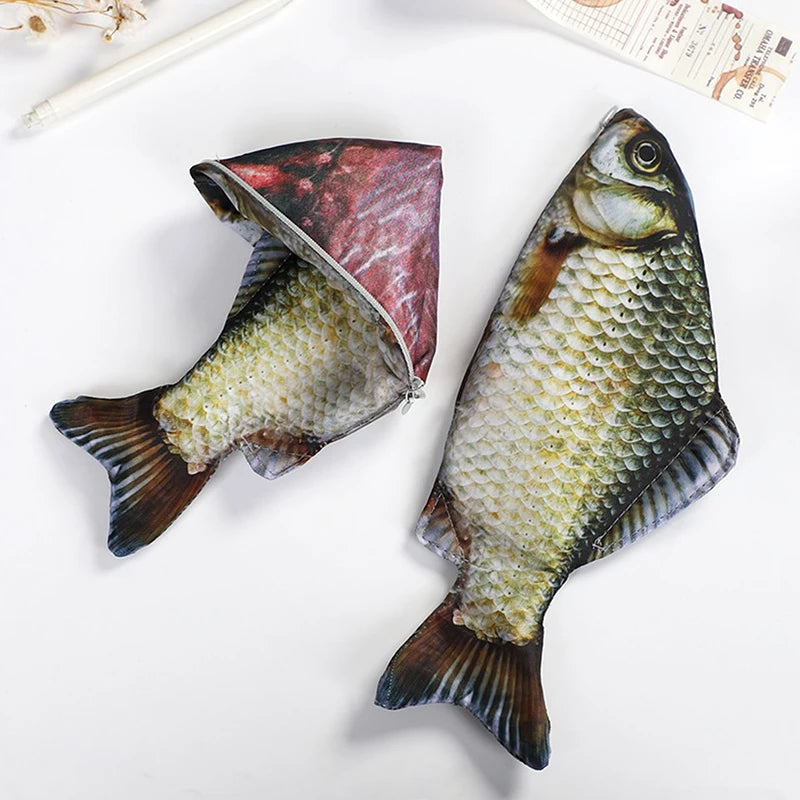 Creative Funny Fish Shaped Pen Bag Pens Crucian Carp Pencil Case Funny Student Stationery Supplies Storage Pens Organizer Zpaxo