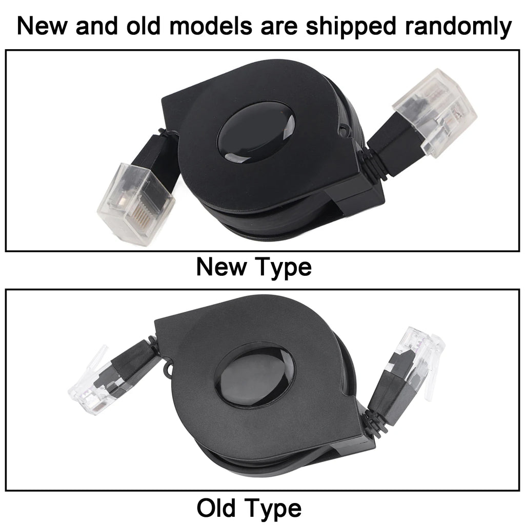 CAT6 RJ45 Network Cable 1m 2m Adjustable Retractable Lan Cord Black
