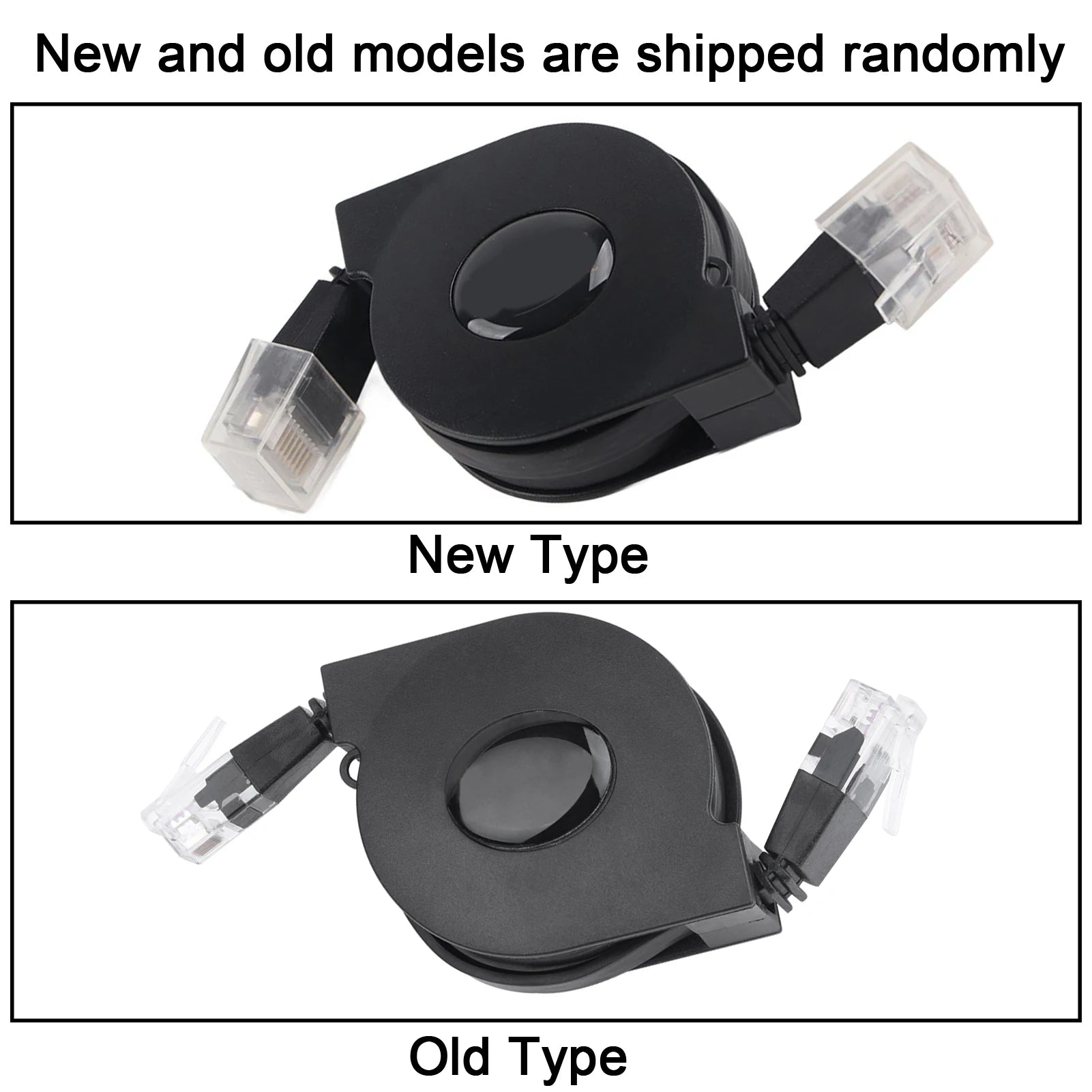 CAT6 RJ45 Network Cable 1m 2m Adjustable Retractable Lan Cord Black