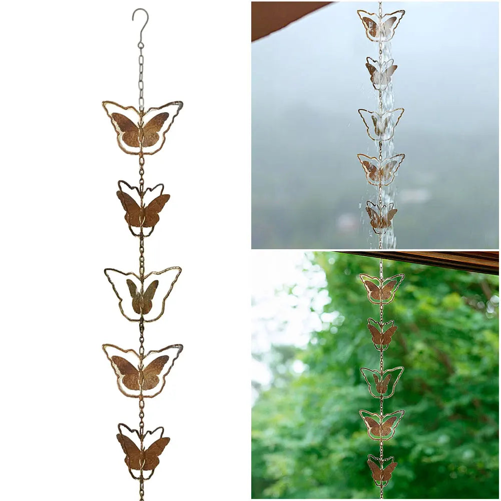 Lotus Bird Rain Chain Outdoor Decors Hanging Catcher Gardening