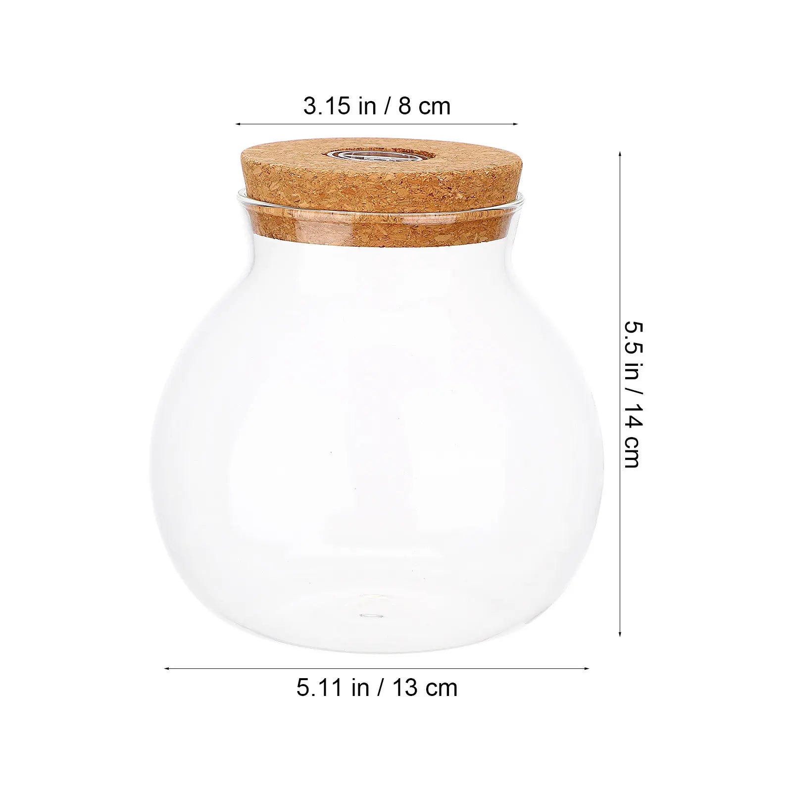 Transparent Borosilicate Glass Micro Landscape Bottle with LED Light Wooden Lid Ecological Terrarium for Indoor Home Decoration
