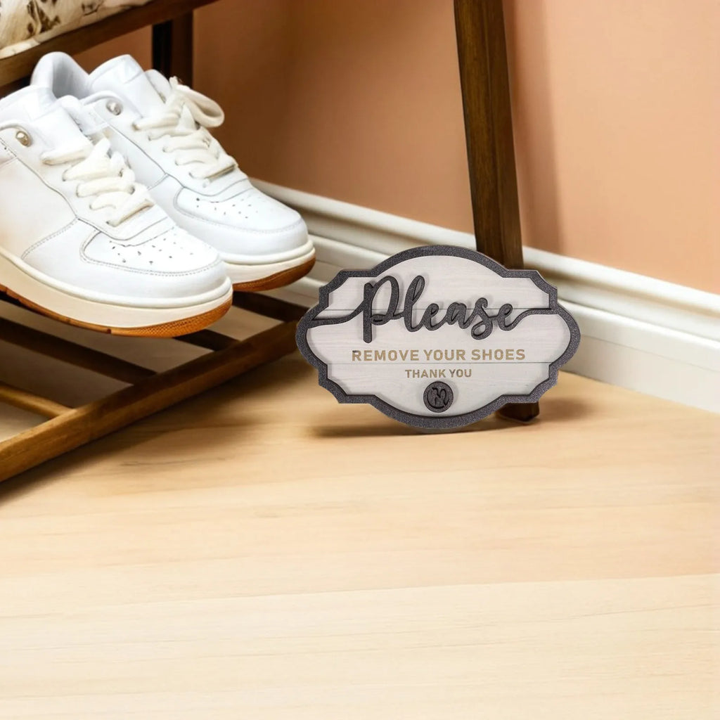 Rustic Shoes Off Sign Wooden Plaque Front Door Decor Please Remove