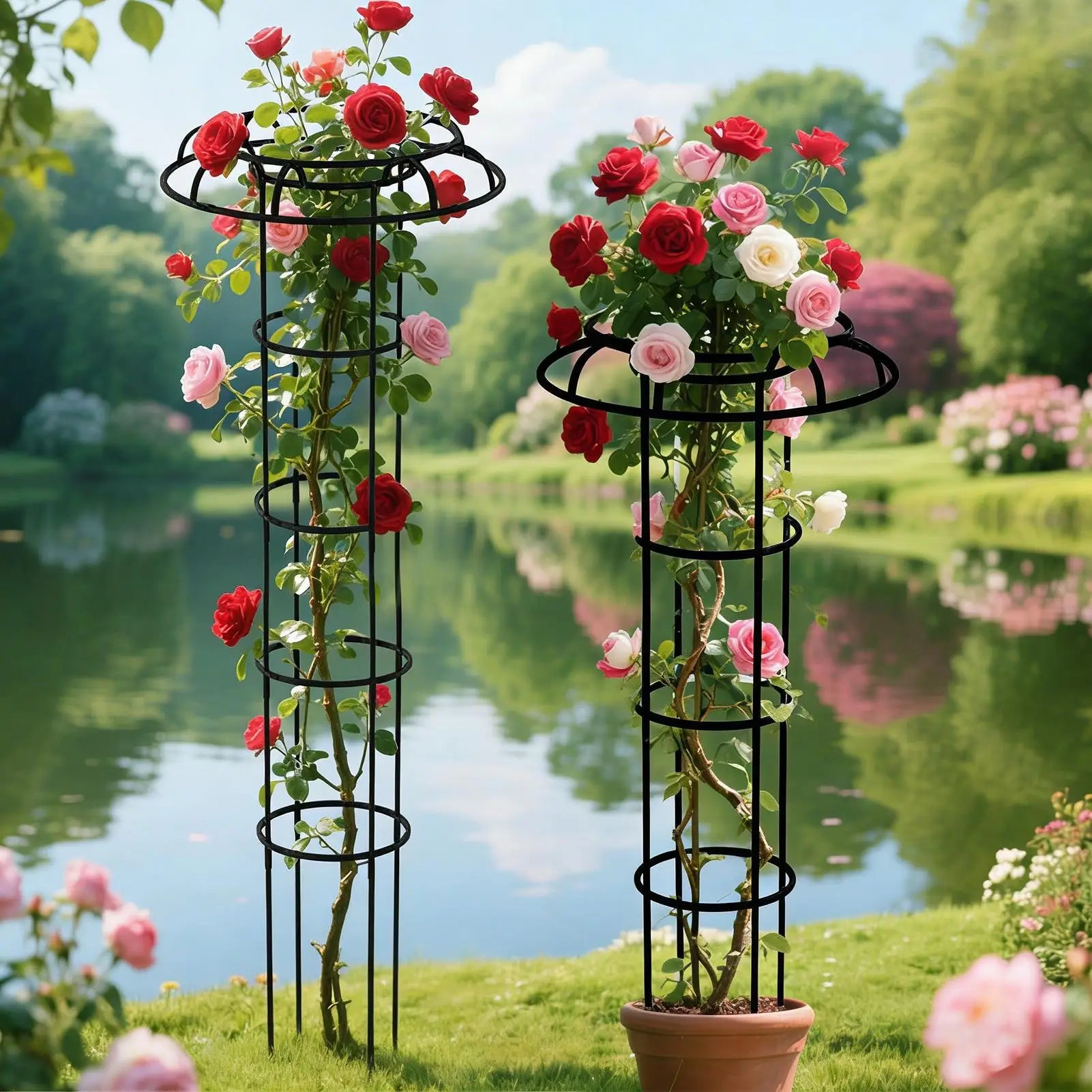 Garden Trellis Vertical All-Weather Umbrella Shape Trellis for Climbing Plants Outdoor for Vines Flowers Pea Bean Tomato Zpaxo