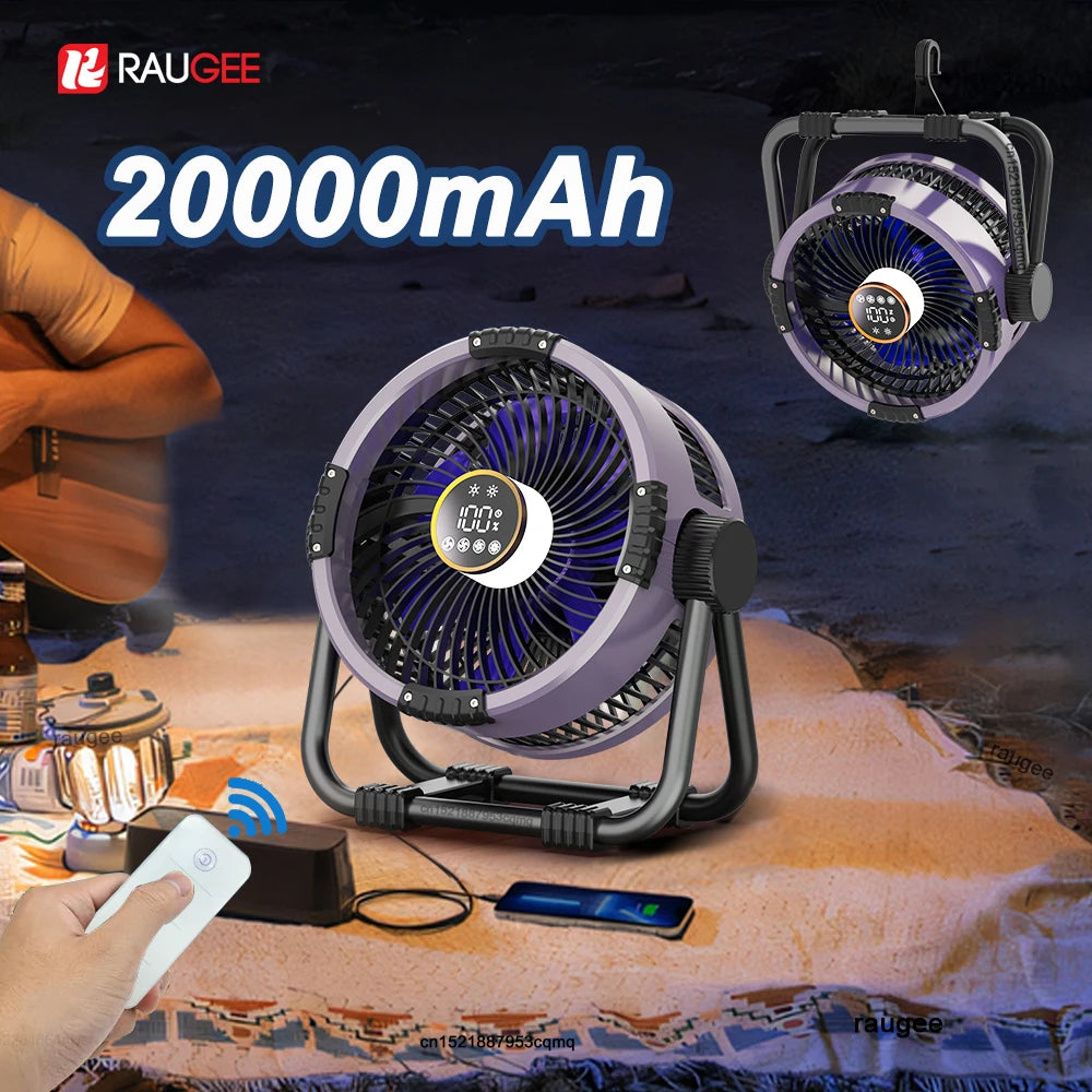 Camping Fan 20000mAh Outdoor Fans Rechargeable Portable Tent Ceiling